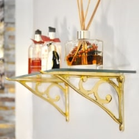 Brass Simple Scroll Glass Shelf Bracket