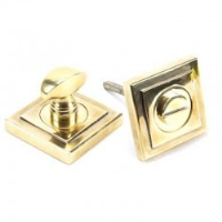 Aged Brass Square Bathroom Thumbturn Set