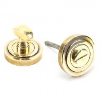 Aged Brass Art Deco Round Bathroom Thumbturn Set