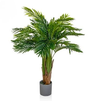 Artificial Livistona Chinensis in Grey Pot - 90cm, Green