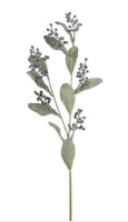 Artificial Berry Leaf Spray - 80cm, Sage with black berries