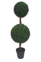 Artificial Double Topiary Boxwood Tree - 120cm, Green
