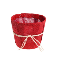 Jute Large Round Pot Holder - 17cm x 14cm, Red