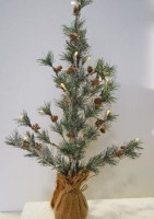 Artificial Topiary Pine Needle Tree With Lights - 57cm, Green