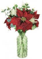 Artificial Christmas Red Poinsettia Arrangement - 47cm, Red