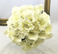 Artificial Calla Lily/Gerbera /Rose Hand Tied Bouquet Large - Ivory