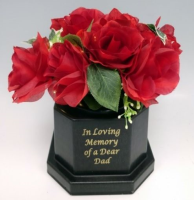 Artificial Cemetery Memorial Arrangement 'Dad' with Lights - 24cm, Red