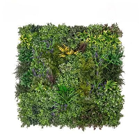 Artificial Green Wall Chatton Mix 100 x 100cm FR UV - 100cm x 100cm, Green/Purple/Yellow