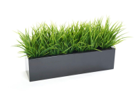 Artificial Grass Bushes in Trough - 75cm(W) x 20cm(H) x 20cm(D), Green