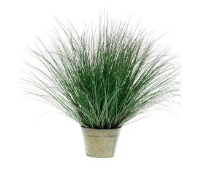 Artificial Wild Grass in Zinc Pot - 80cm, Green