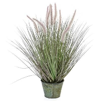 Artificial Dogtail Grass with Metal Pot - 114cm, Green