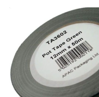 12mm Pot Tape 50m Green - 12mm W x 50m L