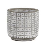 Dimple Check Ceramic Cylinder Vase - 14D x 20.5H, White and Grey