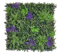 Artificial Green Wall Mixed Mat FR and UV - 100cm x 100cm, Green/Purple