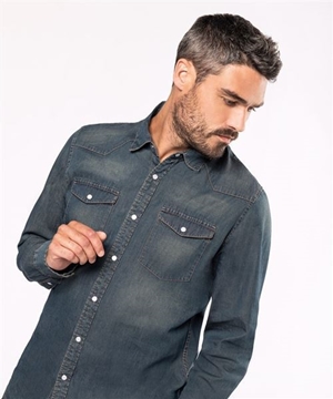 Men's Long-Sleeved Denim Shirt