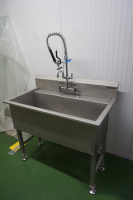 Stainless Belfast Sink With Fitted Taps For Industrial Kitchens