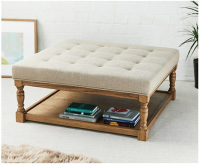 Manufacturers Of Burlington Shallow Buttoned Oak Framed Coffee Table Stool