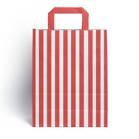 Red Candy Stripe Paper Carrier Bags