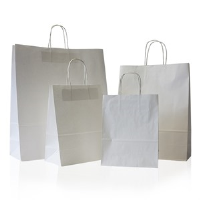 Value White (Unribbed) Paper Carrier Bags with Twisted Handles