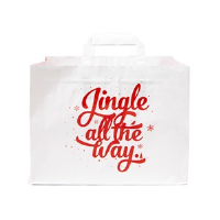 Jingle and Snow Wide Base Flat Handle Paper Carrier Bags
