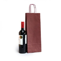 Italian Bordeaux Paper One Bottle Bag with Twisted Handles