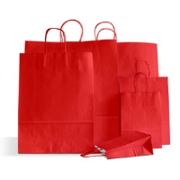 Cherry Red Premium Italian Paper Carrier Bags with Twisted Handles