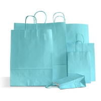 Light Blue Premium Italian? Paper Carrier Bags with Twisted Handles
