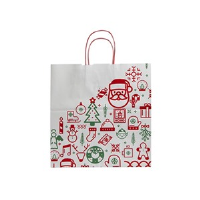 Iconic Christmas Wide Base Paper Carrier Bags With Twisted Handles