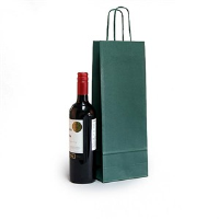 Italian Green Paper One Bottle Bag with Twisted Handles