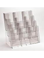 Clear Leaflet Dispensers 4 x compartment A4 landscape stacked