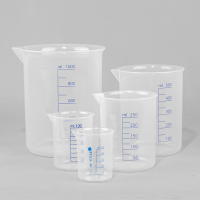 Plastic Beakers With Printed Blue Scale For Laboratories