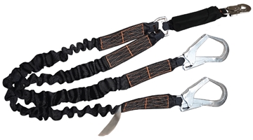 ARESTA Elasticated Lanyard with Snap Hook and Scaffold Hooks 1.8m