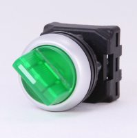 Selector Switch Head 22mm Illuminated GREEN 2 Position with Spring Return  0 to 45 degee swing