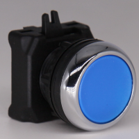Flush Push Button Head 22mm Illuminated BLUE with Metal Shroud