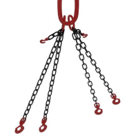 Lifting Chains-4 Leg 6mt Chain C/W Safety Hooks & Grab Hooks