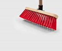 290MM STIFF RED PVC BROOM C/W SOCKET & 48" X 15/16" HANDLE