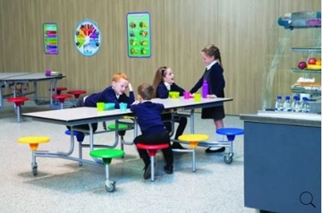 8 Seater Rectangular Mobile Folding Table Seating Unit For Sixth Forms