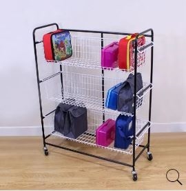 Black Mobile Lunch Box Trolley For Staff Rooms