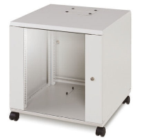 MCB-E-MC-1266  MCAB Eco Mini Cabinet SOHO Under Desk 12U 600x600 Glass Front Door & Metal Rear Door