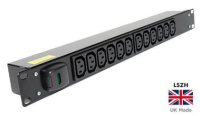 PDB-IEC12H32A 12 Way Horizontal C13 Socket PDU with 32Amp IND309 Plug 1U Rackmount Power Distribution Unit 12 Port C13 PDU - LSOH