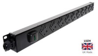 PDB-13A10V-13A 10 Way Vertical UK Socket PDU R/A to UK Plug 0U Power Distribution Unit 10 Port PDU  - LSOH