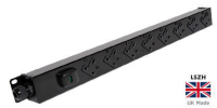 PDB-13A8V-32A 8 Way Vertical UK Socket PDU to 32amp Commando Plug 0U Power Distribution Unit 12 Port PDU ideal for 32 Amp feeds - LSOH