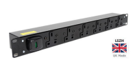 PDB-13A6H-13A 6 Way Horizontal UK Socket PDU to UK 13A Plug 1U Rackmount Power Distribution Unit 6 Port PDU - LSOH