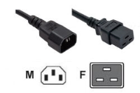 PEX-C19-C14-02 2Mtr  16 Amp (F) - 10 Amp (M) IEC 320  extension (C19-C14)   Rated to use 10 Amps only