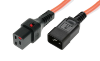 PEX-IECL-16A-OR-01 IEC Lock 1Mtr Power Extension 16Amp C19-C20 Colour Orange with IEC Locking C19  ( PC1361 )
