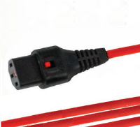 PEX-IECL-RD-02 IEC Lock 2Mtr Power Extension C13-C14 Colour Red with IEC Locking C13