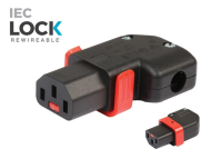 IECL-PA130100RBK - IEC Lock C13 Locking Re-wireable Angled Connector - Left / Right (LSOH) *NEW*