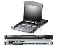 KL1516AIM - Aten - Altusen 16 Port  IP Switch with 1U LCD KVM Console / Drawer with 17 LCD Display, Keyboard & Touchpad built in Port ATEN KVM Switch (KL1516AI-M)