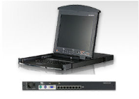 KL1508AN - Aten - Altusen 8 Port Cat 5 Switch 1U LCD KVM Console Drawer with 19" LCD Display, Keyboard & Touchpad  built in UTP Switch (KL1508N)