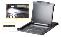 Aten CL1000M 1U KVM Console Drawer with 17" LCD Display, Keyboard & Touchpad Mouse, (PS/2-USB, VGA) with LED back light (CL1000M-ATE) KVM Drawer